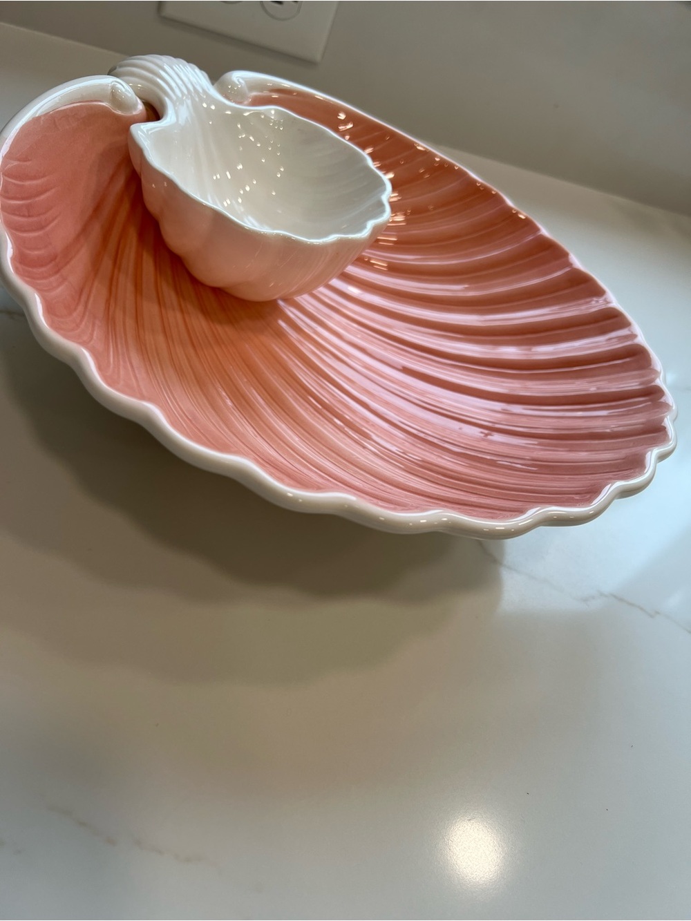 Vintage Fitz and Floyd Pink Shell Seafood Server Platter - Picture 4 of 8